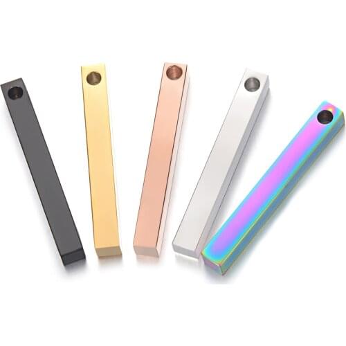 5pcs/lot 5*40mm Mirror Polish Blank Bar Necklace Pendant Rose Gold Rainbow Color Gun Black & Bar Pendant for Making Jewelry