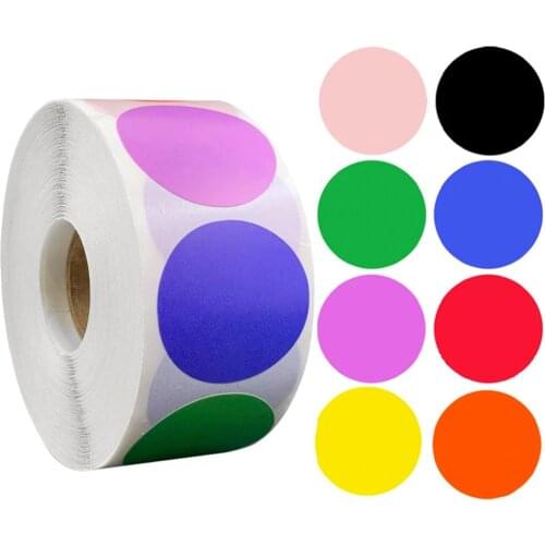 500 Pcs/Roll Chroma Labels Stickers Color Code Dot Labels Stickers 1 Inch Round Red, ,Yellow,Blue,Pink,Black,Stationery Stickers