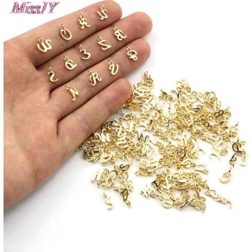 52Pcs Mixed Shape Ancient Letters Charms Gold 26 Letter Pendants For DIY Necklace Keychain Jewelry Gifts Making Tools Random