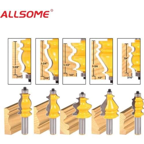 ALLSOME 1/2" Shank Architectural Cemented Carbide Molding Router Bit Trimming Wood Milling Cutter for Woodwork Cutter Power Tool