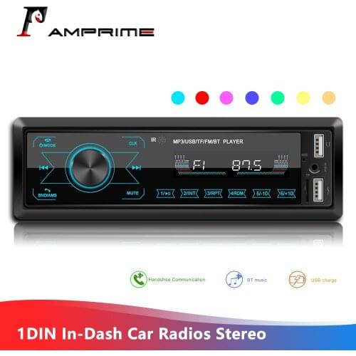 AMPrime 1DIN In-Dash Car Radios Stereo Remote Control Digital Bluetooth Audio Music Stereo 12V Touch Screen Car Radio Mp3 Player