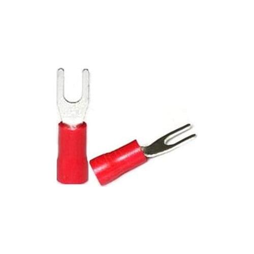 Free shipping 100pcs SV1.25-3.2 fork pre-insulated terminals cold pressing terminals