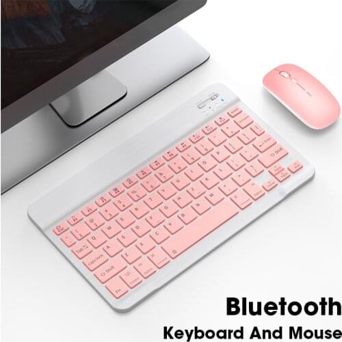Bluetooth Wireless Pink Keyboard Mouse Combo For iPad Surface Tablet Laptop Silent Keyboard Mute Mini Size Keyboard Mouse Set