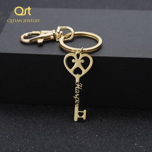 Custom Name Keychains Custom Any Font Stainless Steel Personalized Key chains For Women Men Family Friends Gifts