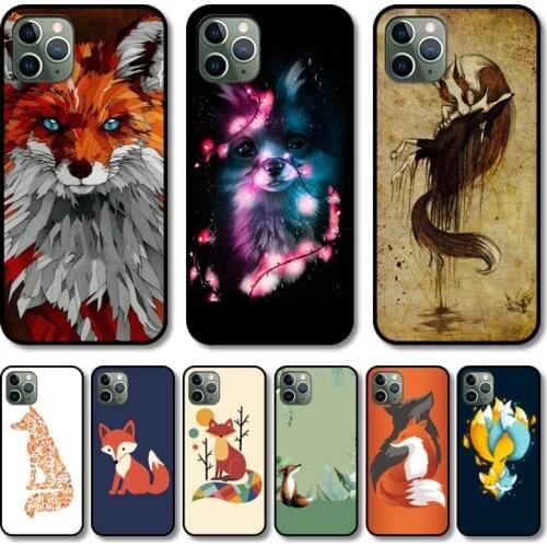 Cute fox Phone Case cover For iphone 12 11 8 7 6 s XR Pro Max PLUS X XS SE 2020 mini black cell shell
