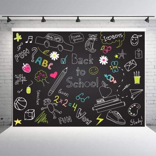 Welcome Back To School Banner Kids First Day Of Classroom Party Backdrop Colorful Chalk Drawing Background Large Decoration