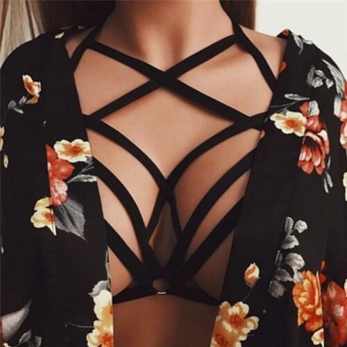 Fantastic 2018 NEW Women Halter Hollow Out Bandage Elastic Cage Strappy Bra Bustier
