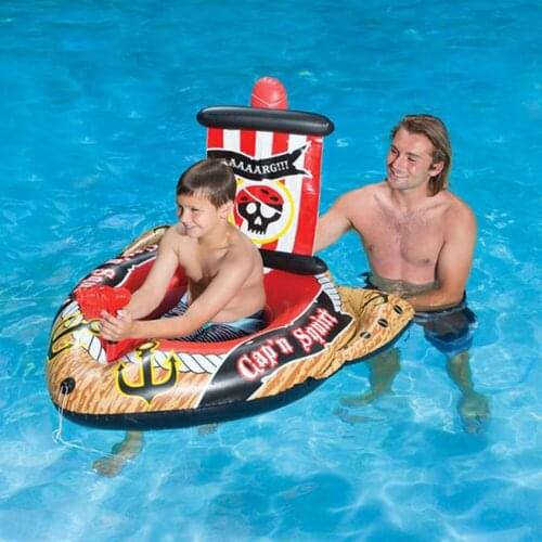 Giant Childrens Inflatable Pirate Ship Inflatable Pirate Boat Durable Cooling Swimming Pool Float Sprinking Toy For Children