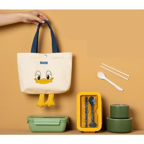 Canvas Lunch Bag Picnic Tote Cotton Cloth Lunch Box Small Handbag Pouch Dinner Container Food Storage Bags Student Office Lady