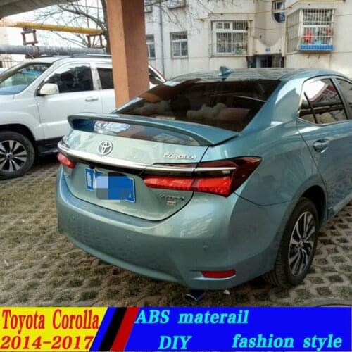Use for toyota corolla spoiler 2014-2017 corolla spoiler with light High Quality ABS Material Car Rear Wing Primer Color spoiler