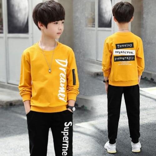 Boys Casual Clothes Set Long-sleeve T-shirt+Trousers Sport Suit for Girl Teen Long Sleeve Sweatshirt Hoodies Pant