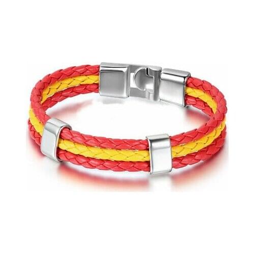 Leather Bracelet Men stainless steel braided flag pa 99 S0233 sent from Italy