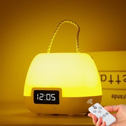 Creative LED Table Night Light USB Charging Smart Remote Control Clock Display Night Light Home Bedroom Lighting Table Lamp
