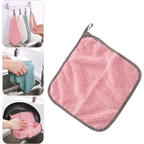 5pcs Kitchen Daily Dish Towel, Dish Cloth, Kitchen Rag, Non-stick Oil, Thickened Table Cleaning Cloth, Absorbent Scouring Pad