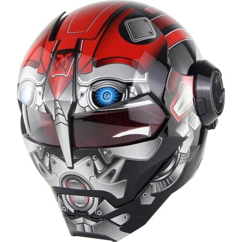 New Motorcycle IronMan Helmet Vintage Style Dot Flip Up Helmet Custom Street Moto Helmet Robot Casco De Moto Predator Helmet