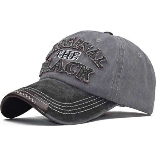 Men Baseball Caps Embroidered Letters Black Hip Hop Cap Denim Stitching Dad Hat Old Washed Cotton Bone Cap Unisex Casual Sun Hat