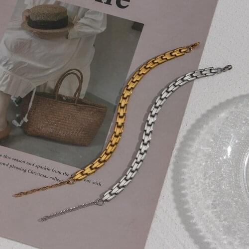 2021 New Watchband Chain Gold Silver Unisex Couple Bracelet Titanium Steel Chain Bracelets Bangles For Men Jewelry