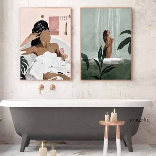 Bathroom Bubble Bath Nordic Poster Sexy Woman Canvas Painting Prints Yoga Meditation Modern Wall Art Pictures Living Room Decor