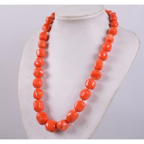 NEW Orange red coral rondelle beads necklace 18" A