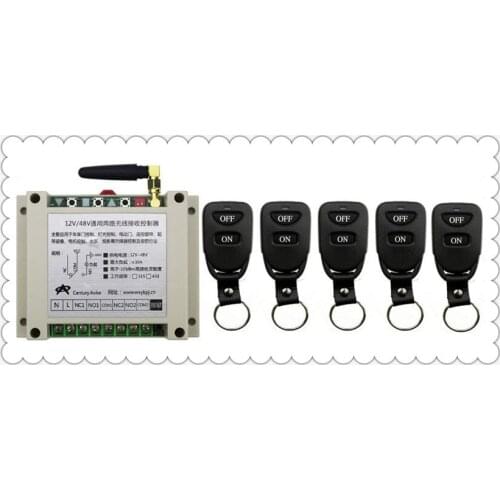New DC12V 24V 36V 48V 10A 2CH Remote Control Light Switch Relay Output Radio Receiver Module and 5pcs Belt buckle Transmitter