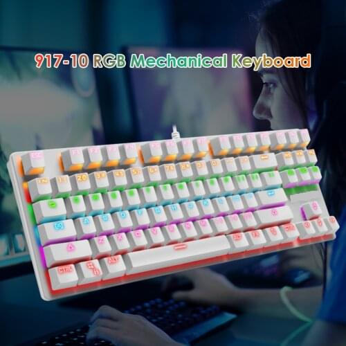 Professional Ultra-slim Mechanical Keyboard 917-10 87 Keys USB Wired Blue Switch Backlight Office Mechanical Gaming Keyboard