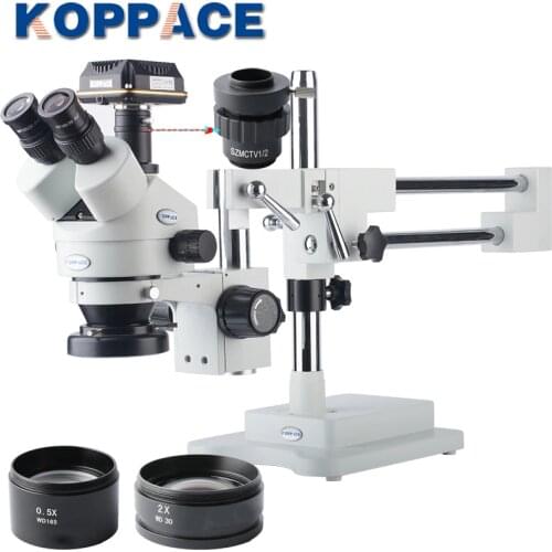 KOPPACE 10MP Industrial Microscope Camera,Trinocular Mobile Phone Repair Microscope 3.5X-90X 144 LED Ring Light USB 3.0