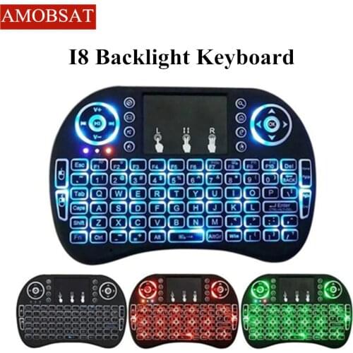 AMOBSAT air mouse Keyboard remote control i8 backlit mini English Touchpad Mini Wireless Keyboards for Smart android TV Box