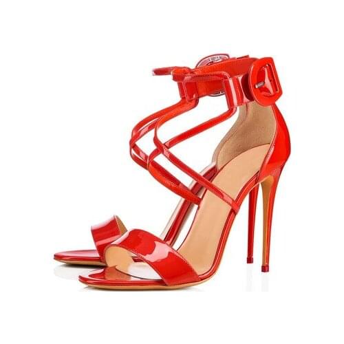 Summer Classic Sexy Woman Sandals Red Wedding Shoes Peep Toe Stiletto Women Shoes High Heels Sandals Woman Pumps Large Size 46