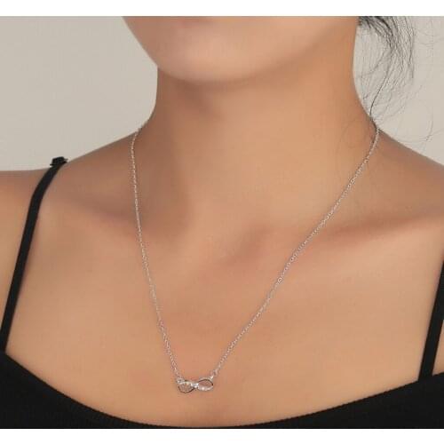 Rhinestone Forever Love Infinity Heart Love Pendant Necklaces for Girls Women 8 Shape Choker Dainty Girlfriend Jewelry Gift
