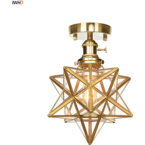 IWHD Nordic Style Star LED Ceiling Lamps Kitchen Living Room Lights Plafonnier Copper Ceiling Light Plafon Lamparas De Pared