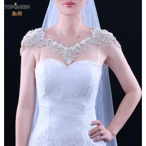 TOPQUEEN G12 Bridal Shawl Shoulder Ornament A Word Shoulder Wedding Capes Shiny Cape Wedding Top Womens Neck Chains Accessories