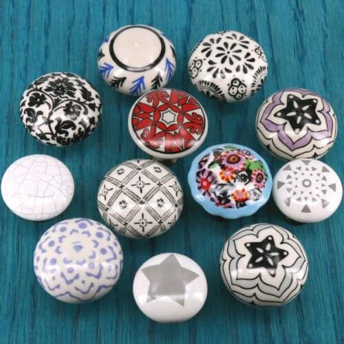 1PC Vintage Ceramic Knobs and Handles Door Handle Cupboard Pull Knob Furniture Hardware