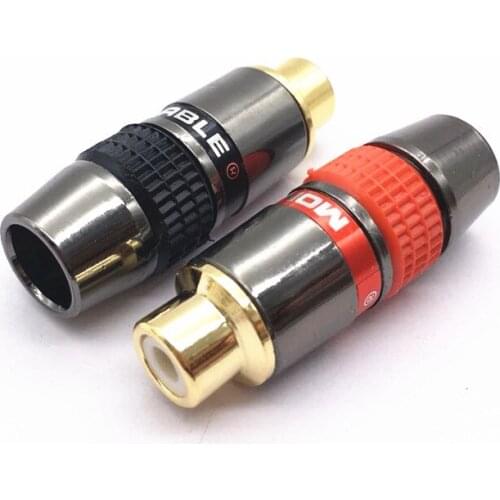 High Quality 8mm RCA Connector Gold plated RCA Plug Jack Socket audio adapter black&red in speaker plug
