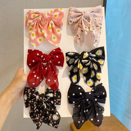 Big Large Girls' hair Bow Broken Flower Chiffon Barrette Spring Hair Clips For Women Ladies Chiffon Flower Hair Clips