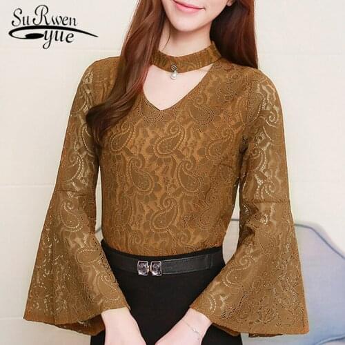 Korean Fashion Clothing Women Spring Fashion 2020 Long Sleeve Office Lady Lace Blouse Loose Plus Size Tops 8263 50