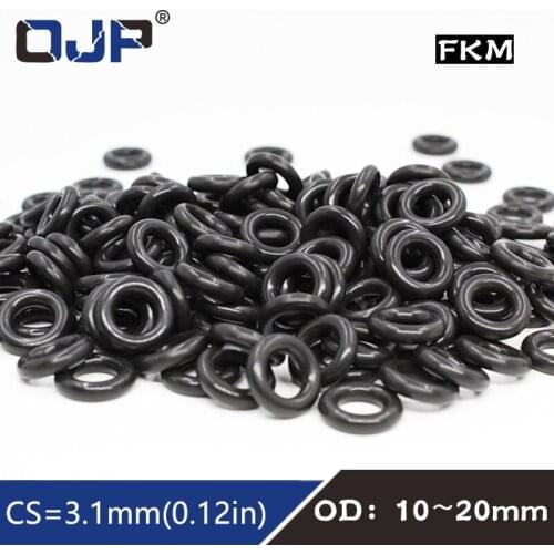 10PCS/lot Fluorine rubber Ring Black FKM O ring Seal CS:3.1mm OD10/11/12/13/14/15/16/17/18/19/20mm Rubber O-Ring Seal Gasket