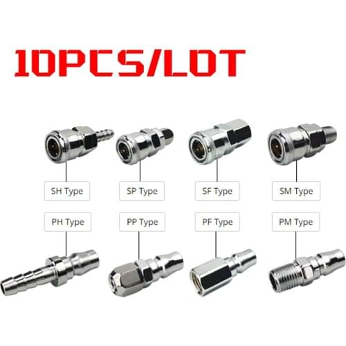 10pcs/Lot SH20 PH20 SM20 PM20 SP20 PP20 SF20 PF20 Pneumatic Air Compressor Hose Quick Coupler Plug Socket Connector 1.32Mpa