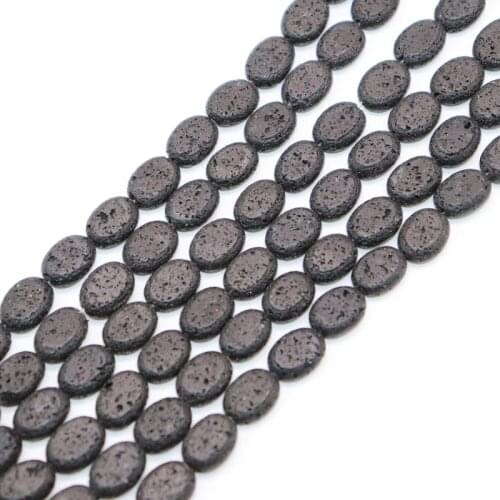 13*18mm Volcanic Lava Natural Stone Bead Black Rock Lava Beads oval shape loose Space Beads For Jewelry Making DIY Necklace