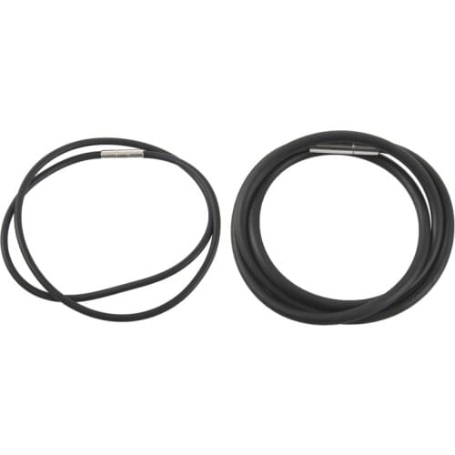 2 Pcs 3Mm Cord in Rubber Black Necklace with Stainless Steel Clasp, 16 Inch & 18 Inch