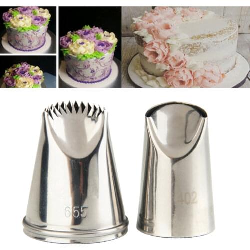 2pcs cream icing nozzles cake decorating tool set stainless steel piping pastry tips baking tool