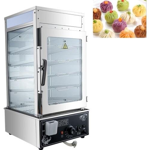 220V Commercial Steamer Glass Cabinet Food Steamer Machine Steamed Bun Steamer Machine Steamed Bun Steaming Furnace 1200W