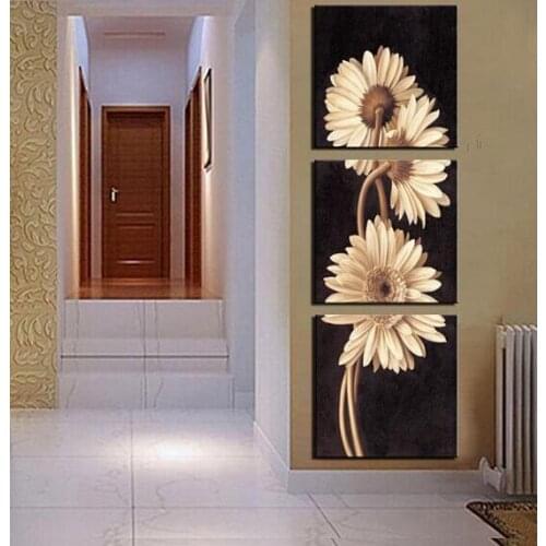3 Panel Free Shipping Hot Sell Modern Wall Painting Flower Home Wall Art Cheap Picture Paint On Canvas Prints Art Chrysanthemum