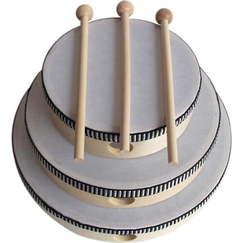 3pcs Hand Drum Fun Percussion Toy Wood Frame With Stick Kids Music Game 6inch 8inch 10inch Gift Portable Children Round Musical