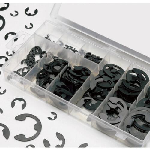 300Pcs E-Clip 3mm 4mm 5mm 6mm 8mm 9mm Retaining Ring Assortment Kit black
