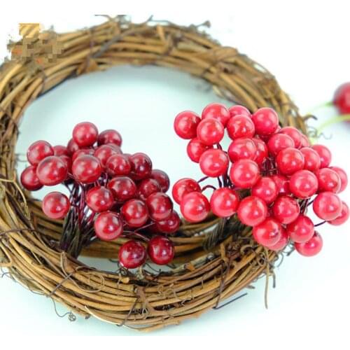 40Pcs on 1 Bunch Emulated Artificial Berries Lifelike Fake Fruit Food Home Decor Simulation Ornament Wedding Party Decoration