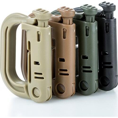 5Pcs Grimloc Molle Carabiner D-Shape Locking Ring Plastic Snap Type Ring Buckle Keychain Fastener Buckles Climbing Accessories