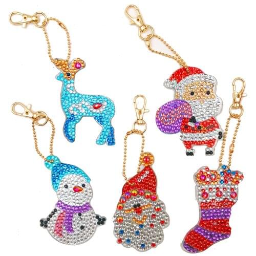 5D diamond painting cute animal DIY keychain diamond bag pendant jewelry mosaic home decoration pattern handmade new year