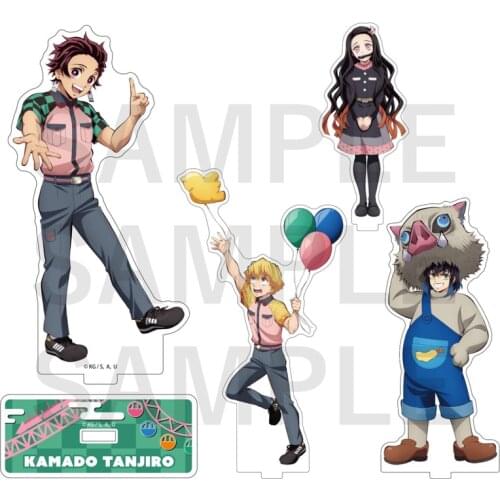 Anime Demon Slayer Kamado Tanjirou Hashibira Inosuke Agatsuma Zenitsu Summer Dining Room Acrylic Stand Model Plate Desktop Toy