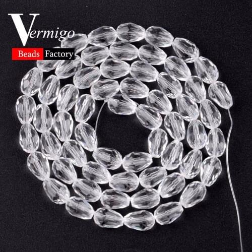 Free Shipping 60pcs 8*11mm Faceted Clear Teardrop Beads For Needlework Jewelry Making Austrian Crystal Loose Beads Diy Bracelet