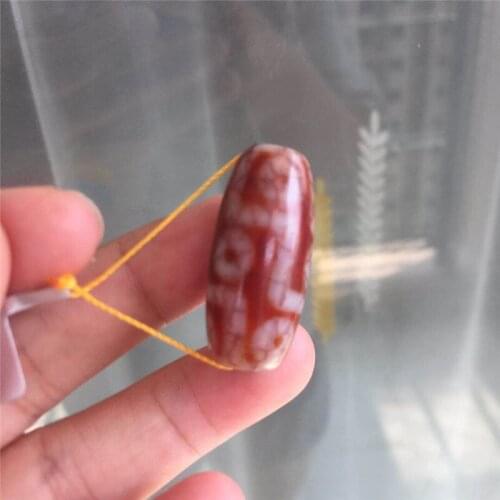 Red Agate 9 Eyes with Weathering Vein Natural Tibetan Dzi Beads for making diy Jewelry Oval Grade AAA, 15x30mm, Hole:Approx 2mm